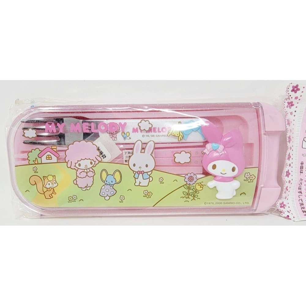 Sanrio My Melody 2006 Utensils Spoon Fork Chopsticks Hard Case